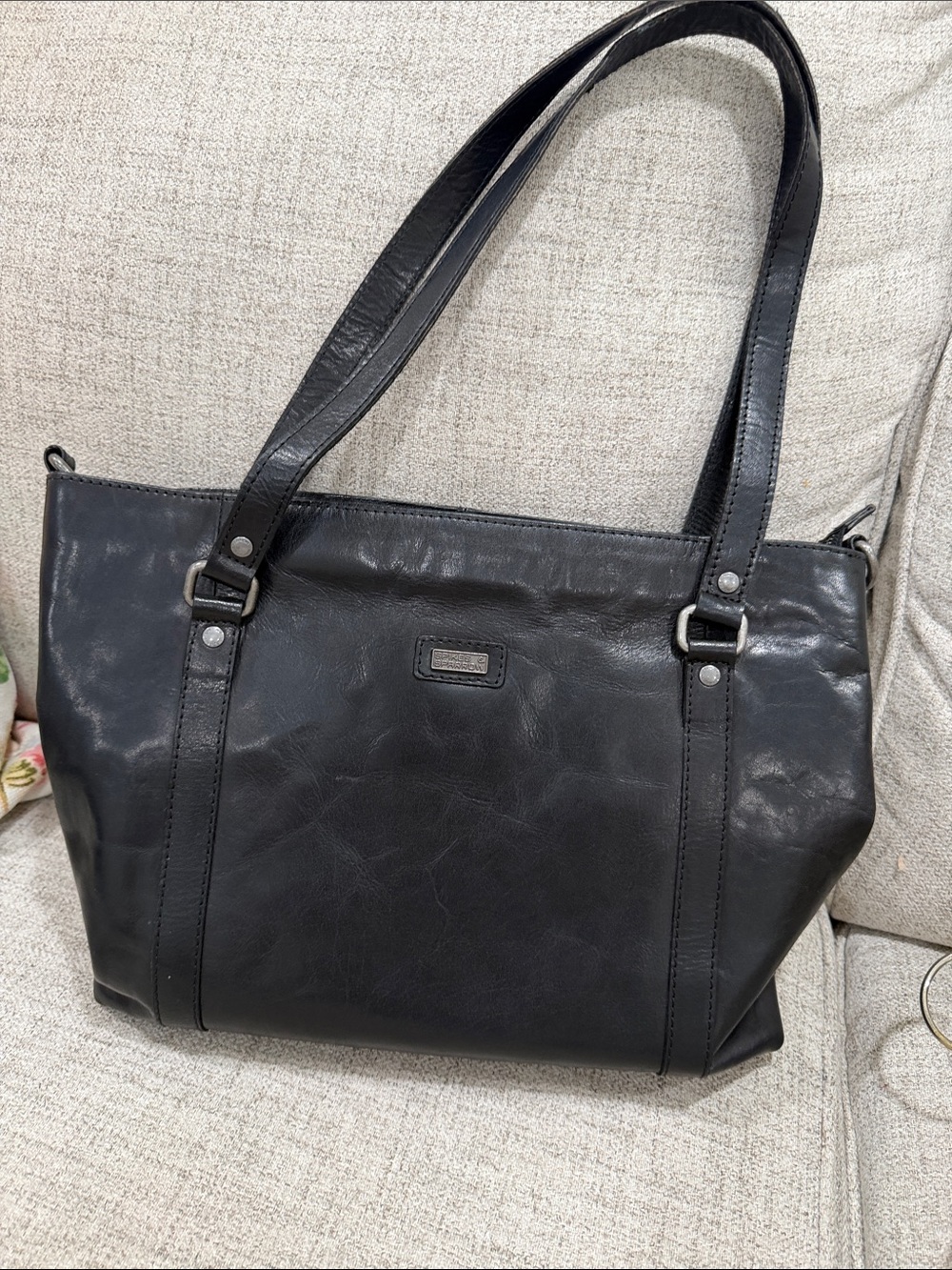 Classic Black Shoulder Tote with Double Straps